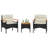 Red Barrel Studio® 3 Piece Patio Sofa Set With Cushions Black Poly Rattan