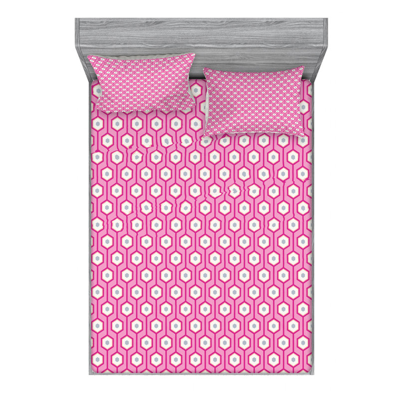 Ensemble de draps à motif géométrique, Ensemble de drap pour grand lit avec drap-housse