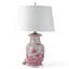 Lampe de table en porcelaine peinte à la main rose / blanc / transparent en saule