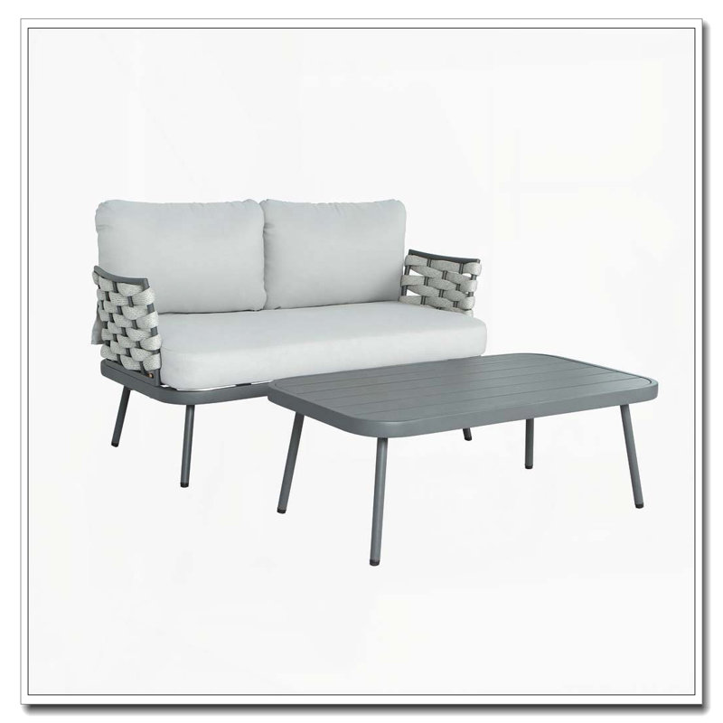 Causeuse et table en acier, Gris + gris