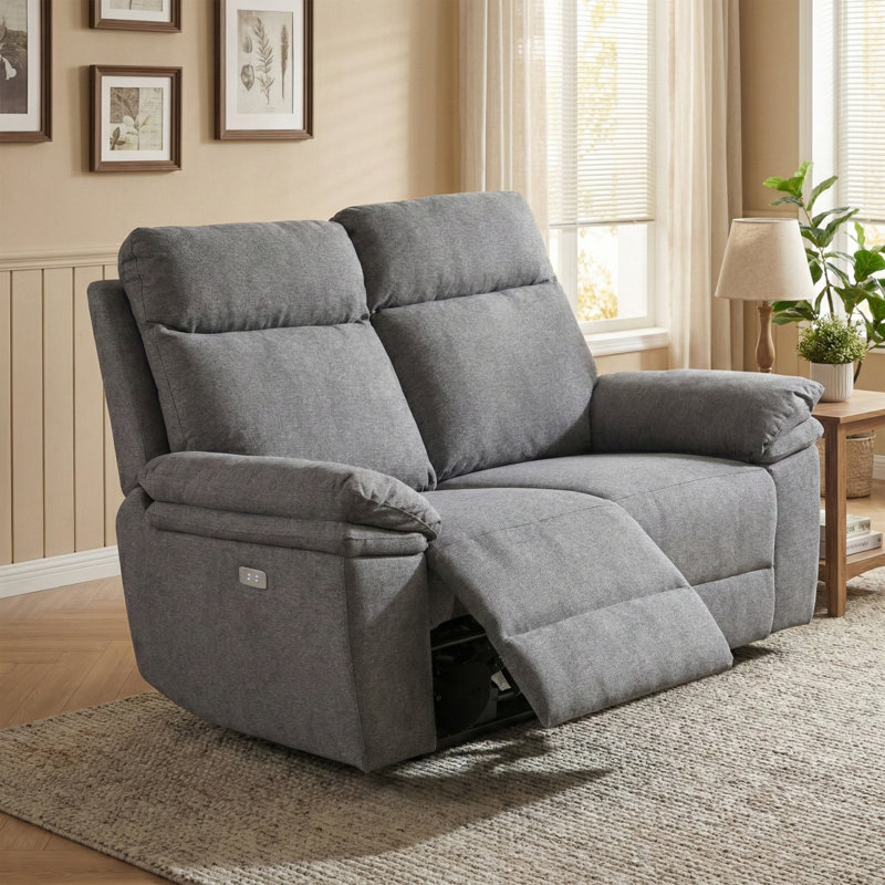 Cooney 2 Seater Electric Reclining Loveseat, Dark Grey