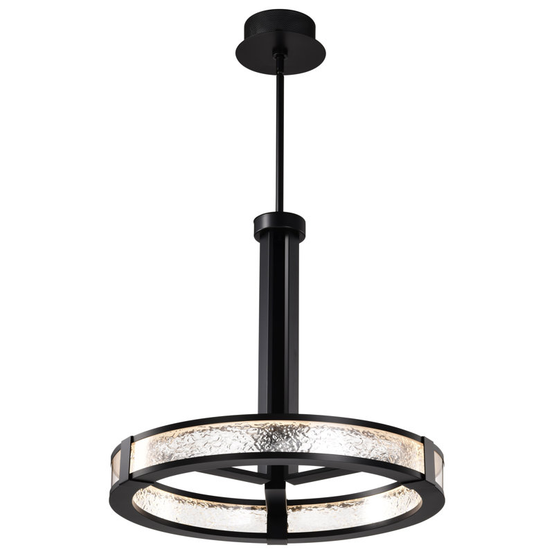 Aubreella - Luminaire suspendu DEL 24 pouces - Panneaux en acrylique texturé, Noir mat