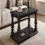 Table basse de style campagnard noir patiné, avec plateau en planches lourdes et pieds balustres carrés, table de salon rustique longue de 47,24 po avec tablette de rangement