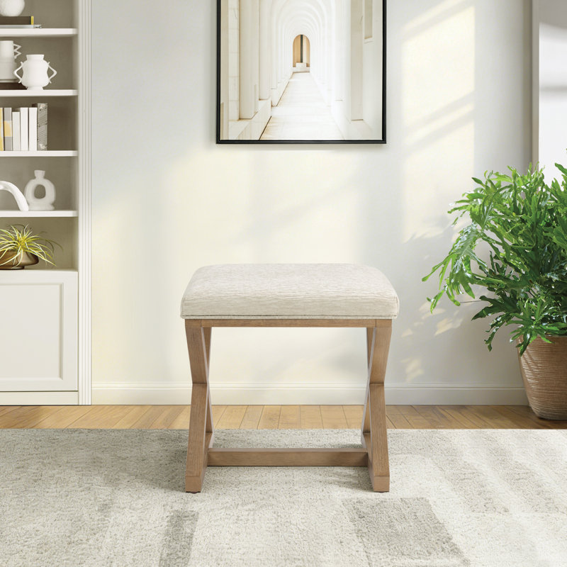 Carson X-Frame Stool, Linen White