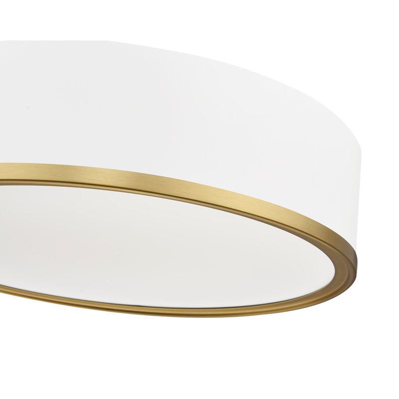 Plafonnier encastré 1 lumière Tracie en or moderne 16 po, Or; blanc mat