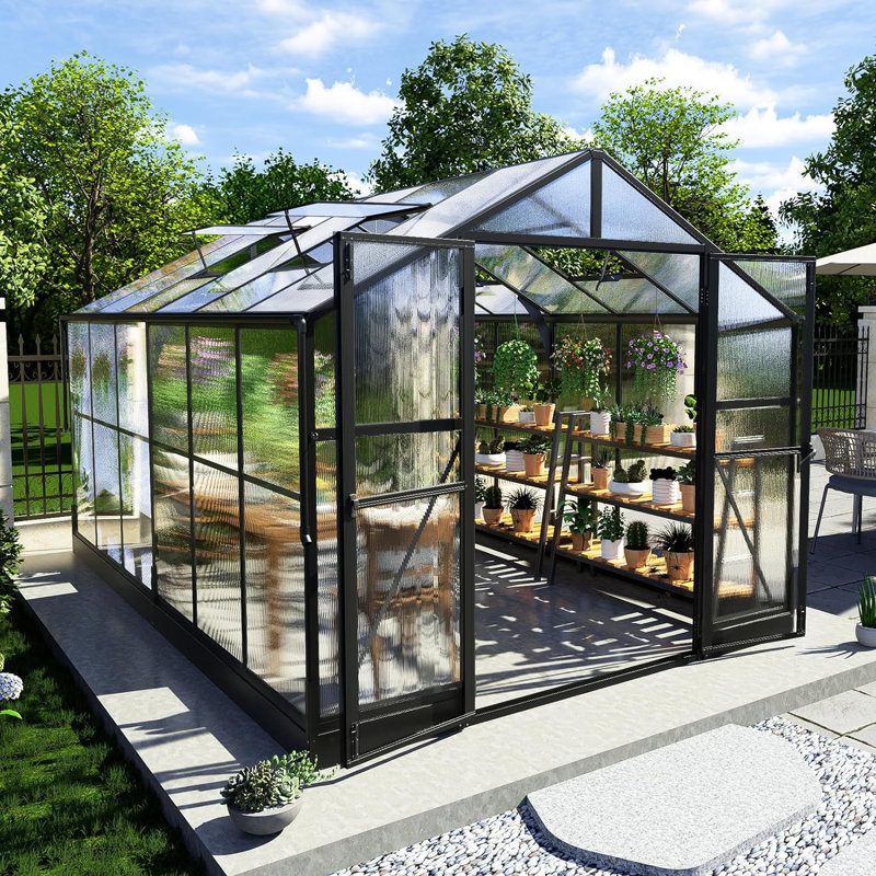 Heavy-duty Polycarbonate Greenhouse, 83" H x 96" W x 144" D