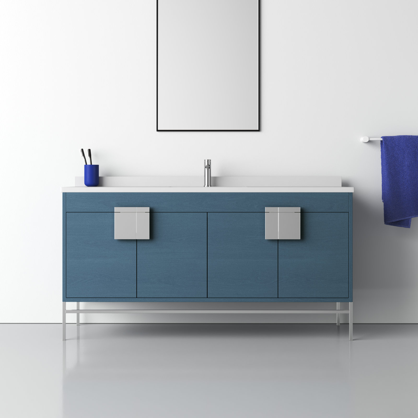 Maisie 60 " Single Bathroom Vanity, Blue, Polish Chrome