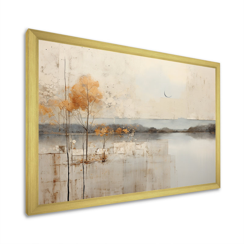 «Lakehouse Foilage Solitude I», reproduction sur toile, H 24 po x l 32 po x P 1 po, Cadre doré simple