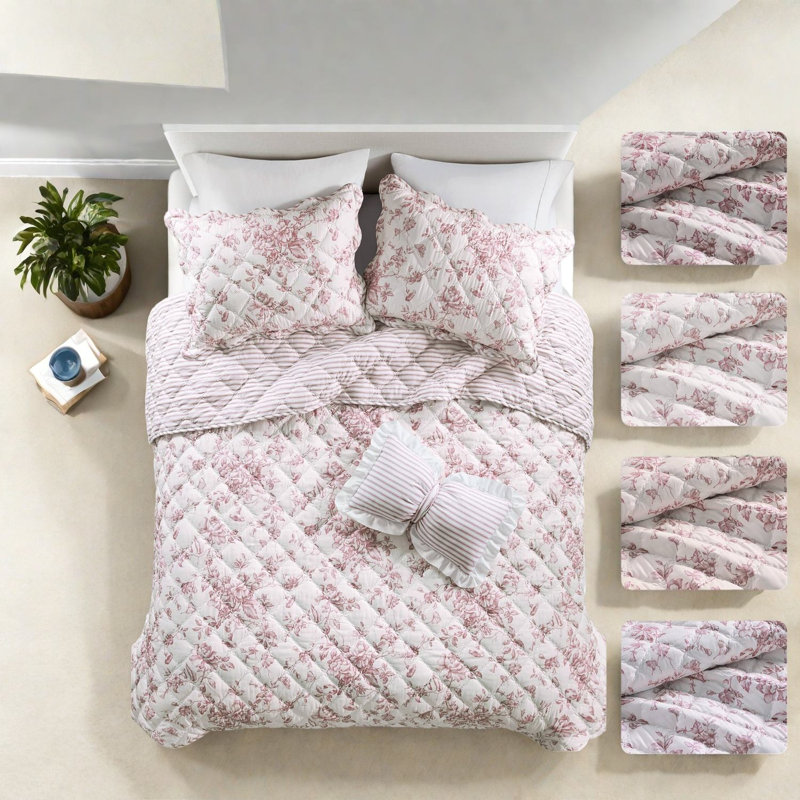 Ensemble de literie réversible pour très grand lit, maison de campagne en polyester doux