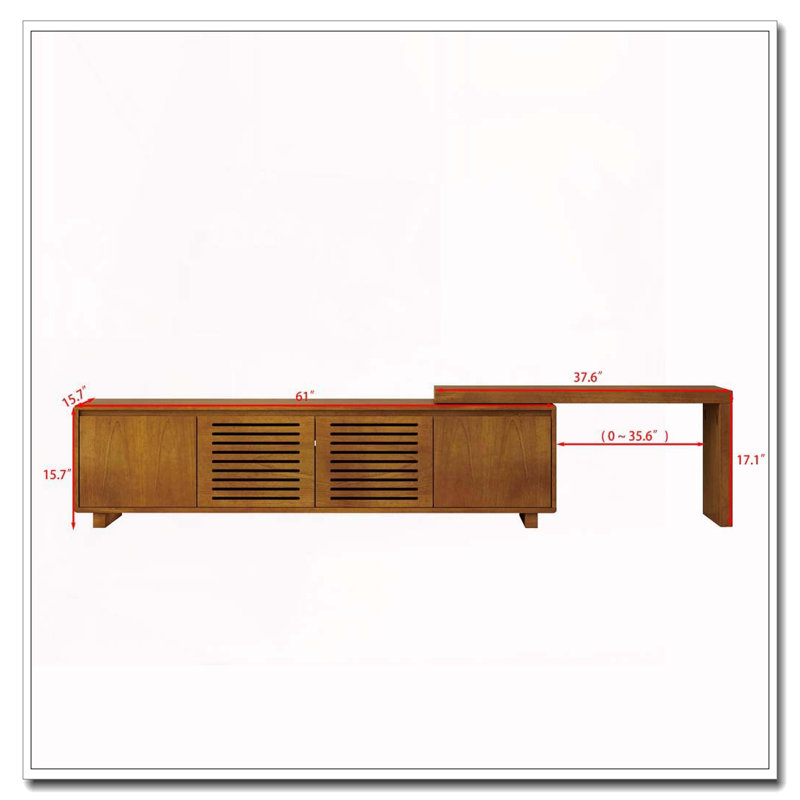 63" Mid-Century Modern Extendable TV Stand For Tvs Up To 75", Media Console TV Cabinet For Living Room, Farmhouse Entertainment Cabinet With Storage & Adjustable Panel
