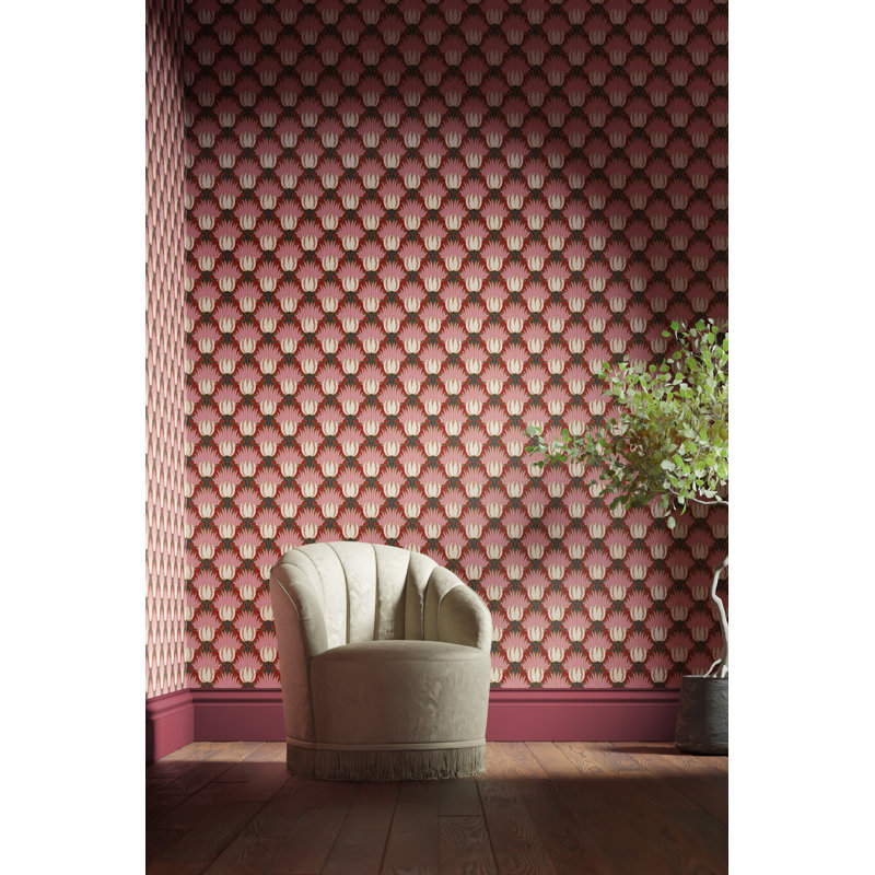 Tulip & Bird Wallpaper, Amaranth/Blush