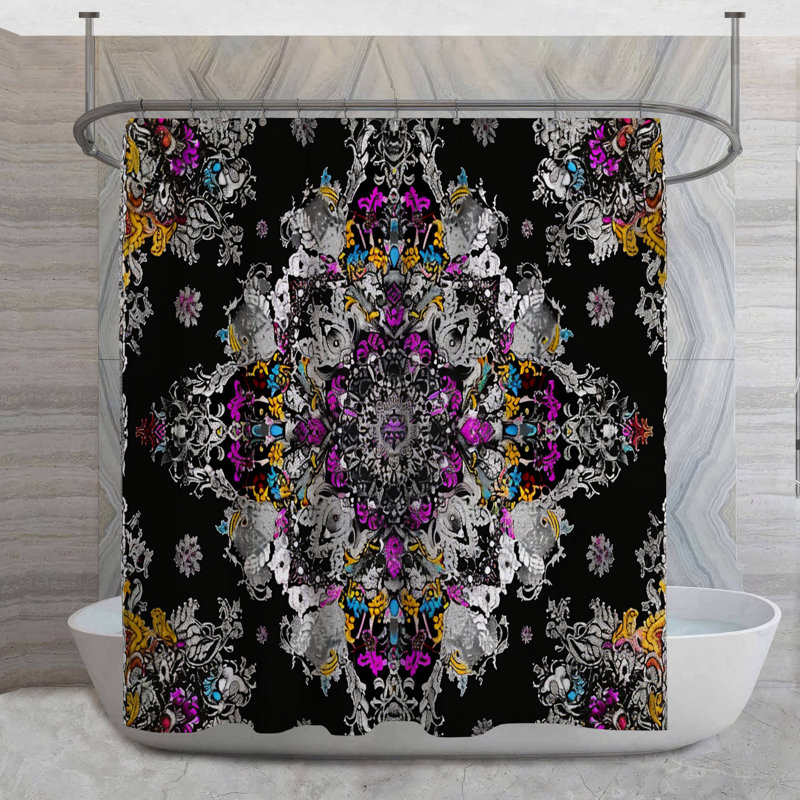 Mandala Shower Curtain -  Pattern Bathroom Decor Gothic, 93"H x 70"W