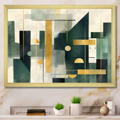 Gold Green Parallel Universes - Abstract Shapes Wall Art