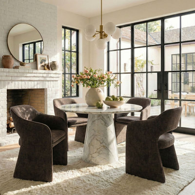 19" Seat Height Upholstered Fabric Dining Armchair