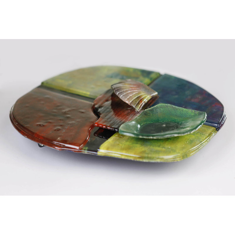 Jasmine Art Glass Glass Cheese Board, Blue/Green