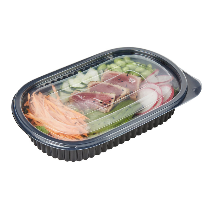 Restaurantware-RW Base 25 Ounce Meal Prep Containers, 50 Microwavable To Go Containers With Lids - Disposable, Freezable, Black Plastic Oval Food Containers, Pack Hot And Cold Food, For Takeaway