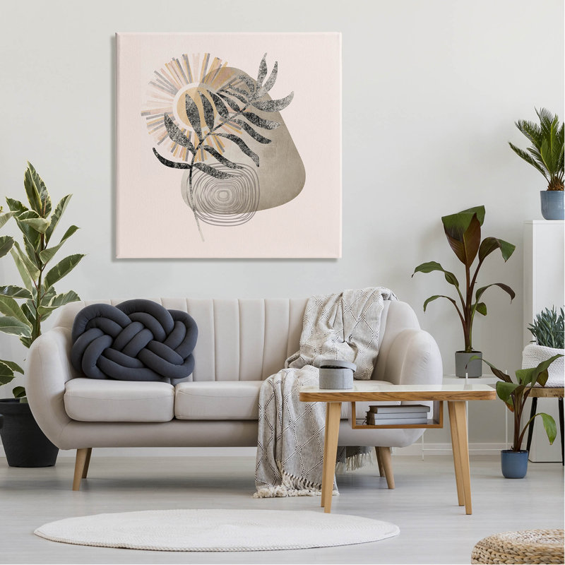 «Modern Boho Plant Leaf Sun», art giclée par Lil 'Rue, H 36 po x l 36 po x P 1,5 po, Toile tendue