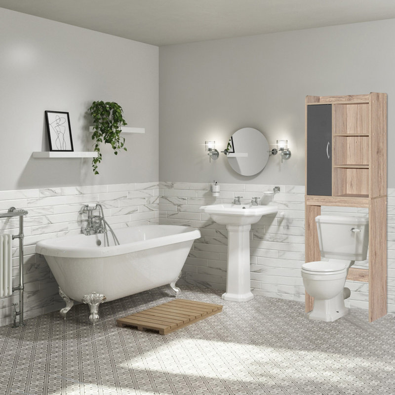 Over The Toilet Storage, Natural Oak/Dark Gray