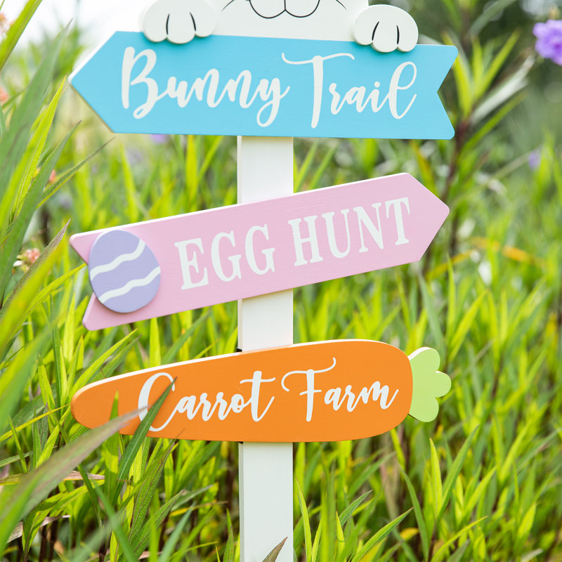 Piquet de jardin lapin de Pâques en bois Raivo