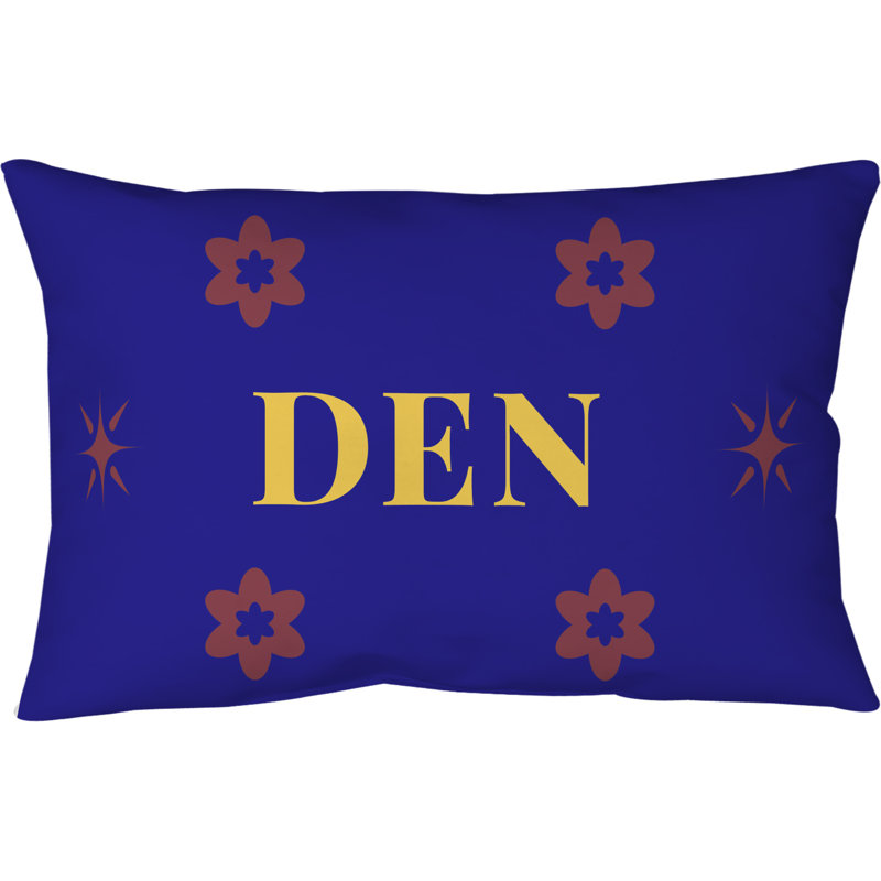 Coussin en polyester filé et fermé Denver , Rectangle H 14 po x l 20 po, Rouge / bleu marine / or