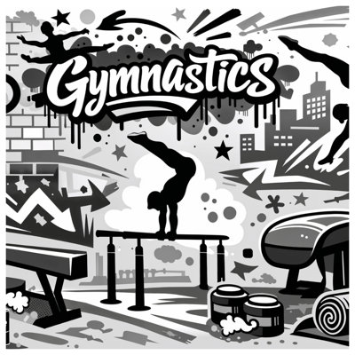 Black White Gymnastics Theme Comforter