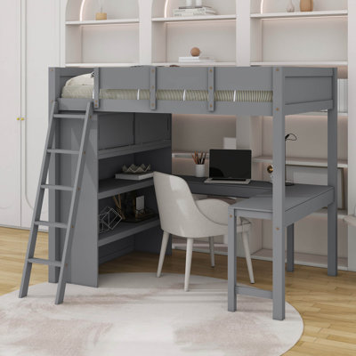 Full Size Loft Bed With Desk