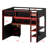 Space-Saving Loft Bed Frame with Workspace, Ambient Lights & Charging Hub-790208141