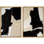 Noir et brun clair, coup de pinceau, collage, style minimaliste Mid-Century, grunge, abstrait géométrique, 2 pièces-98109518-98109520
