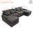 130"  U-Shaped Sofa With Console,Cupholders,6-Seat Upholstered Primary Living Space Furniture,Sleeper Couch Set With Chaise For Living Room,Apartment, (Grey)-1932555707