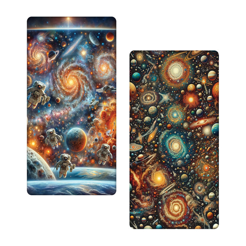 Ensemble de draps-housse Ambesonne Galaxy, ensemble de 2 astronautes Sci Fi, Drap-housse de taille simple