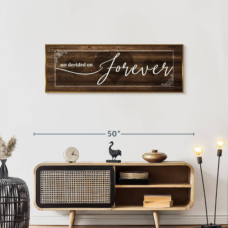 Plaque murale «Forever Love», Cadre flottant doré, 43 po x 15 po