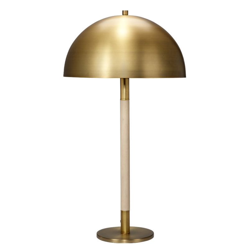 Natural Wood and Antique Brass Adjustable Table Lamp