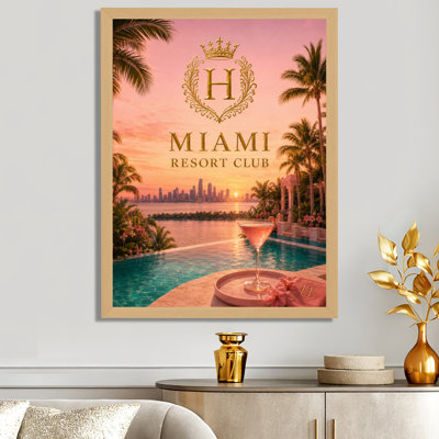 Miami Resort Club Sunset - Décoration murale glamour sur toile