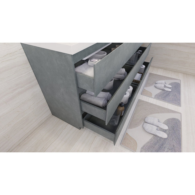 Ensemble de meuble-lavabo double 72 po Boularderie, Gris ciment