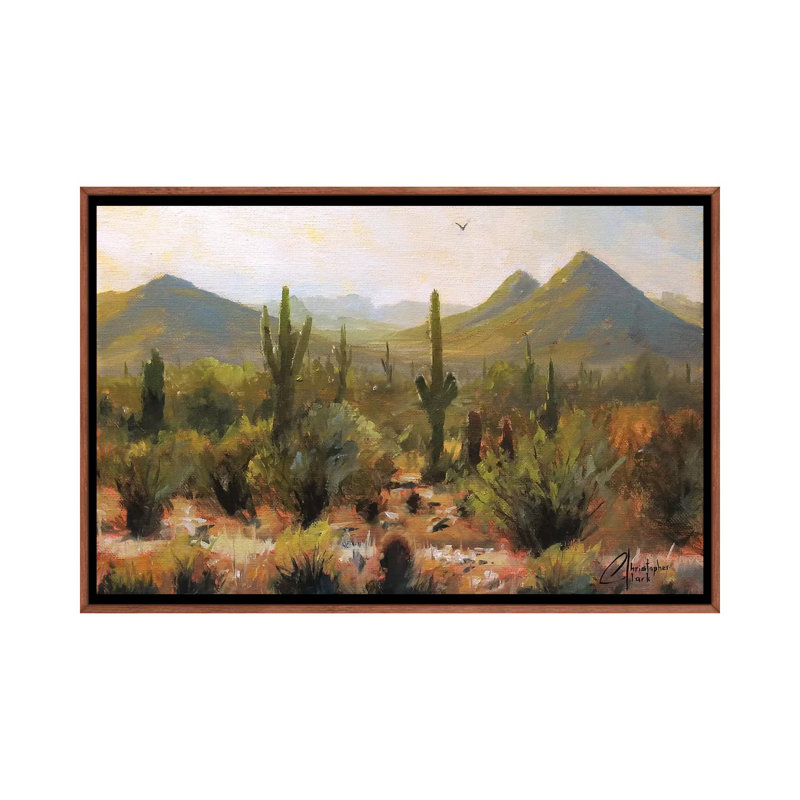 Morning At Lost Dog Wash Trail by Christopher Clark - Painting on Canvas, Classic Brown Wood Framed, 101.6 cm H x 66.04 cm W