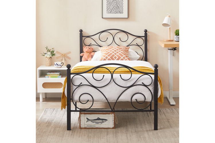 steel bed frame on casters