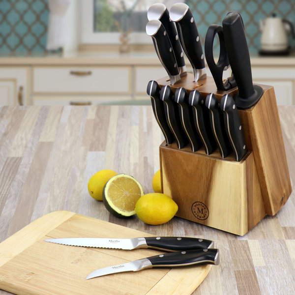 Martha Stewart 14pc Stainless Steel Cutlery Set w/ Wood Block 