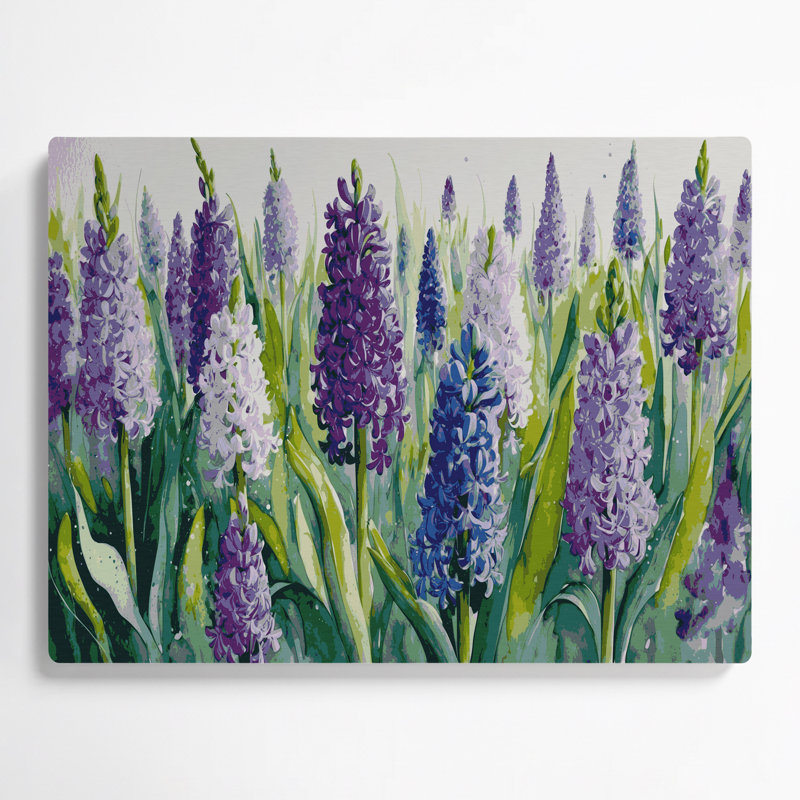 «Botanical Hyacinths», art mural en métal bleu, H 132 po x l 168 po x P 0,05 po