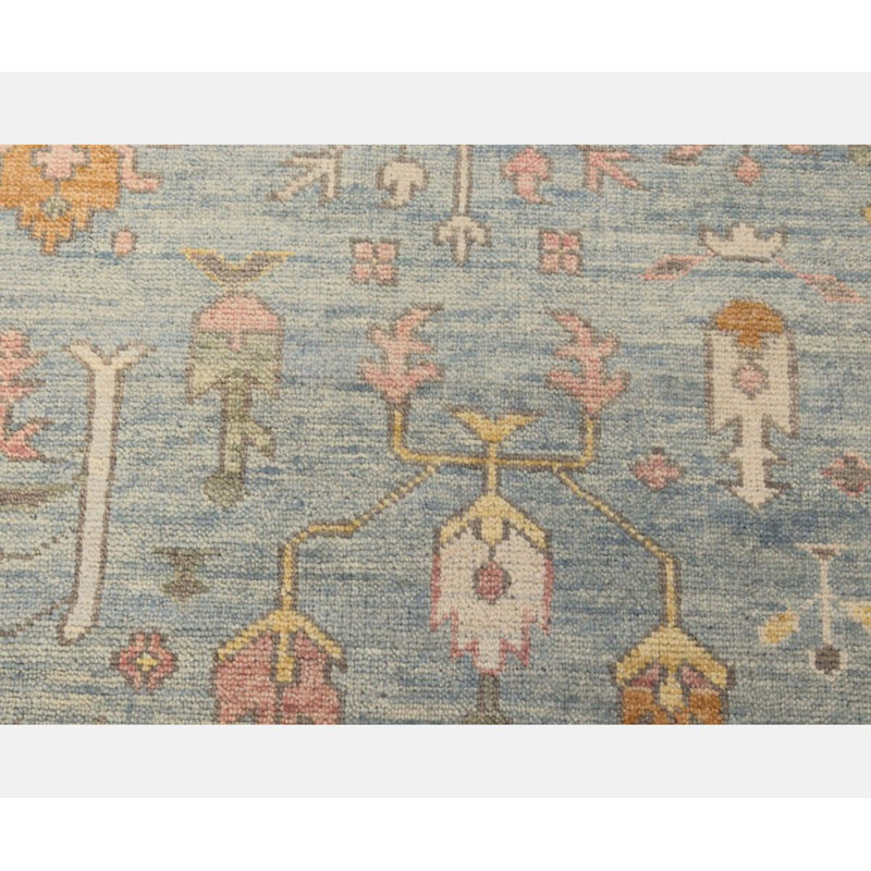 New Indian Bakshaish 1 Wool On Cotton 9Ft2inx11ft9in Light Blue