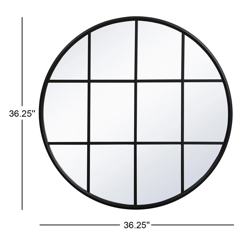Karle Metal Flat Wall Mirror, Black, 36.25" x 36.25"