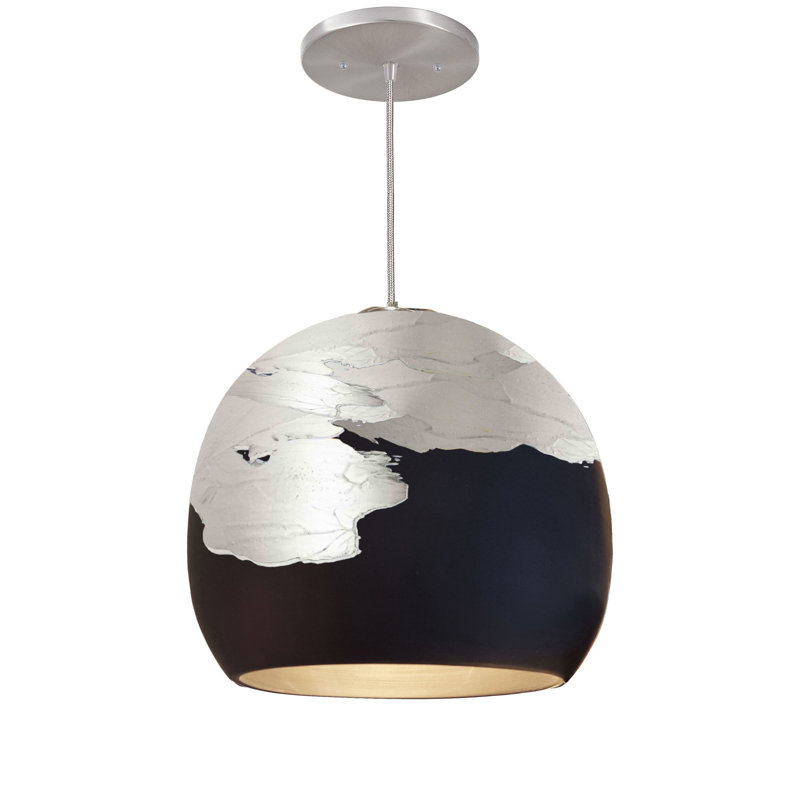 Luminaire suspendu sphère 1 lumière Ombre, Nickel, Noir mat / argent, Oui