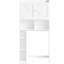 Armoire de rangement pour toilette autoportante, tablette réglable, portes doubles, tablettes ouvertes, blanc, idéal pour les articles de toilette de salle de bain