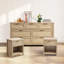 Ensemble de chambre à coucher 3 pièces avec rangement en rotin (commode 7 tiroirs + 2 tables de chevet)