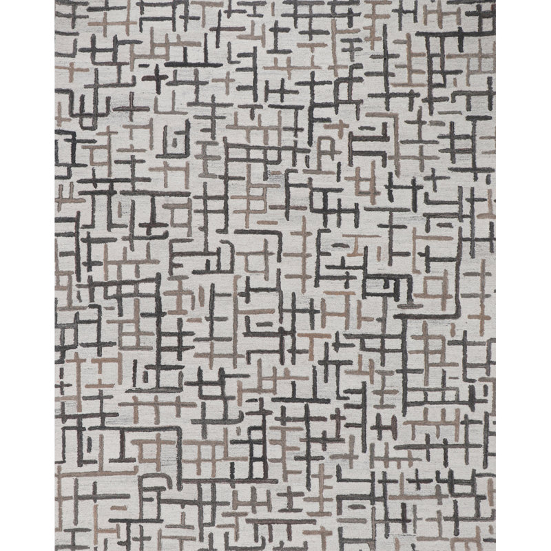 Tapis d'intérieur / extérieur géométrique touffeté à la main Campbell, Rectangulaire 8 pi x 10 pi