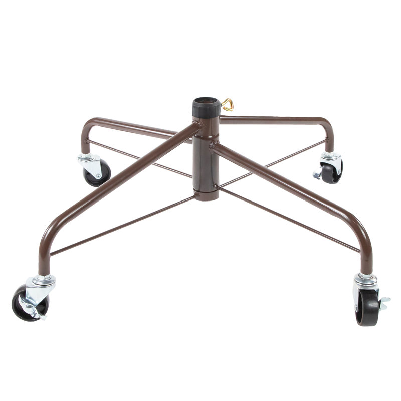 24" Brown Metal Rolling Artificial Christmas Tree Stand For 6' - 9' Trees
