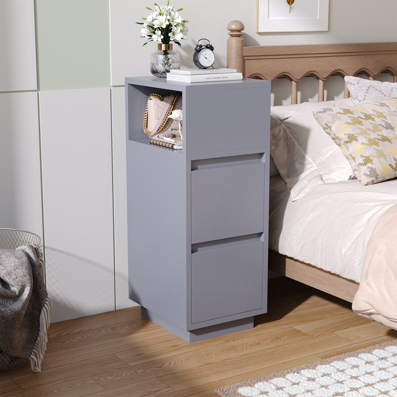 25cm W Bedside Table, Grey