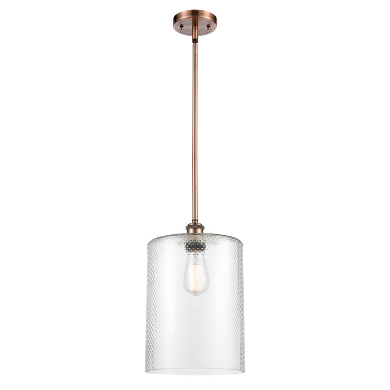 Luminaire suspendu cylindrique à 1 lumière Leilani, Clair, Ampoule non incluse, Cuivre antique
