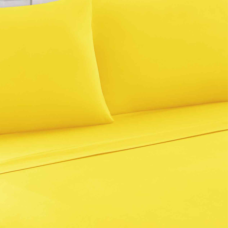 Bezons Microfiber Machine Tufted Sheet Set, Queen Sheet Set + 1 Fitted Sheet + 2 Pillowcase, Yellow