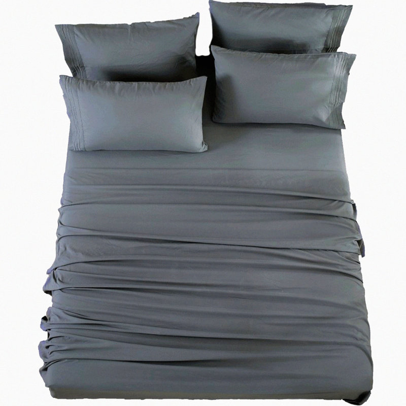 LuxurySoft 1800 Thread Count Deep Pocket Sheets - Wrinkle-Free & Hypoallergenic Bed Sheet Set - 6 Piece Queen Size - Dark Grey