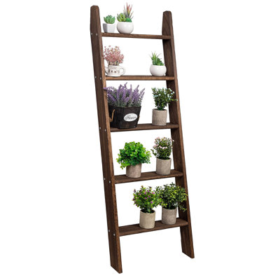 5-Tier Wall-Leaning Wood Loadder Towel Racks